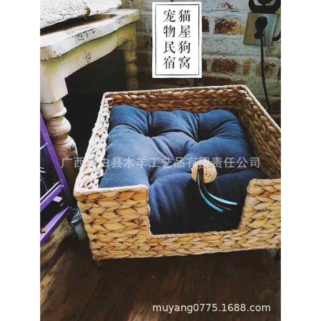 猫床猫咪沙发产仔宠物窝垫子冬季猫爬架可拆洗香蕉叶藤编猫窝收纳