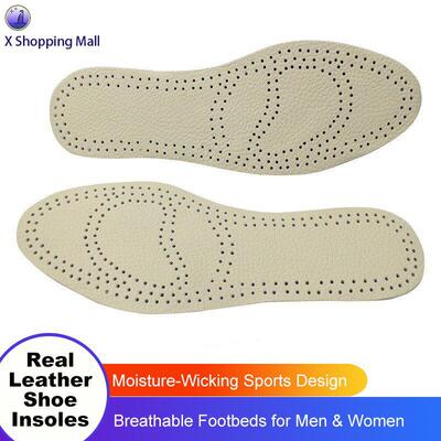 Premium Full-Grain Leather Shoe Insoles Breathable Footbeds