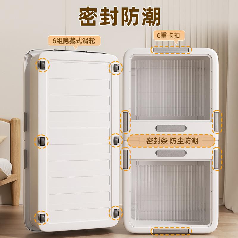 底收床纳箱带滑轮放床下大量透明MNP储物平收纳扁盒衣服抽拉整容
