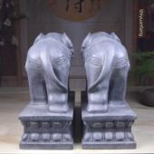青石大象石雕石头吸水象一对摆件家用门口庭院别墅招财象天然原石