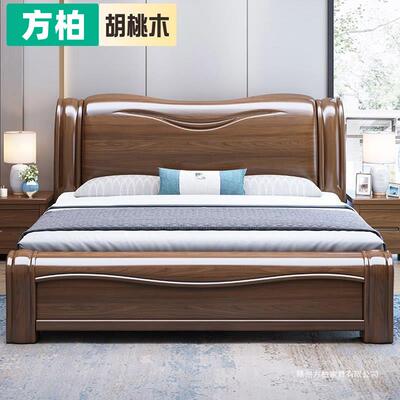 胡桃木床全实木现代简约主1床RJN.8米卧人新中式家双具储物大床