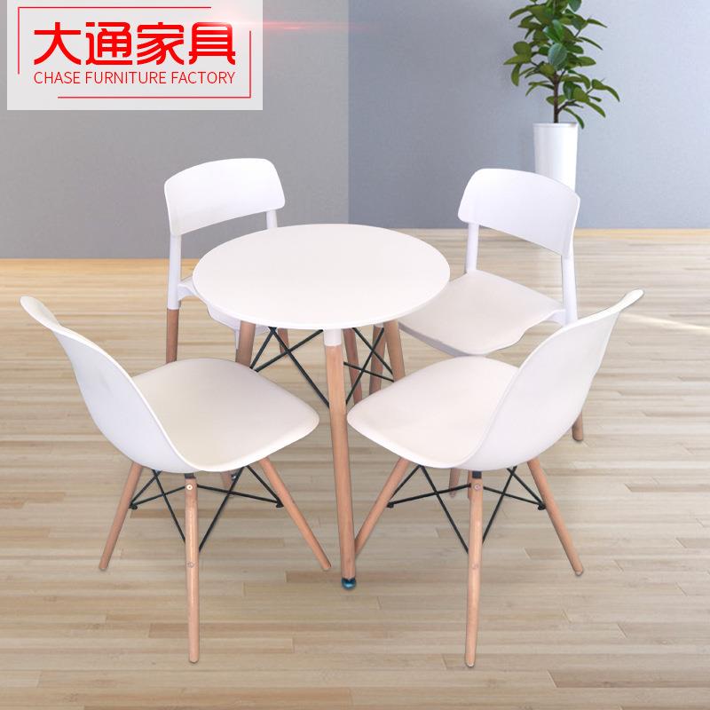 餐桌家用吃饭实木桌子伊姆斯白色接待圆桌现代简约带支架伊姆斯桌