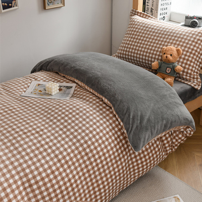 大学生宿舍珊瑚绒床上三件套冬单人0.9m床笠被套法兰绒四件套寝室