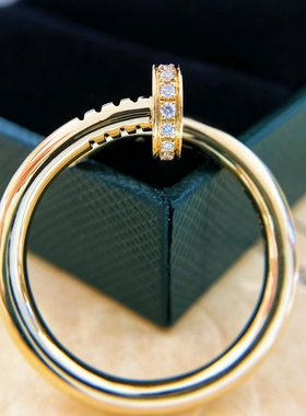 公价36000+】超值99新卡地亚18K黄金宽版钉子戒指头尾钻多码可选