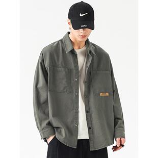 衬衫 覆古工装 夹克男式 休闲长袖 武夷白春夏单薄男式 棉质衬衫 美式