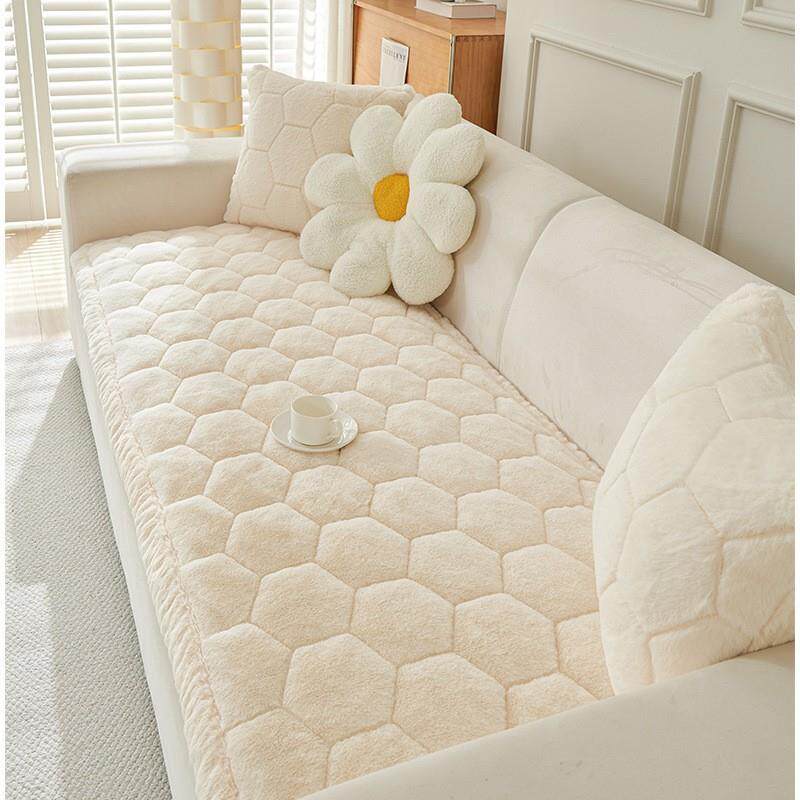 水貂绒菱形块沙发垫四季通用超柔软飘窗垫窗台垫加厚窗垫盖布软装