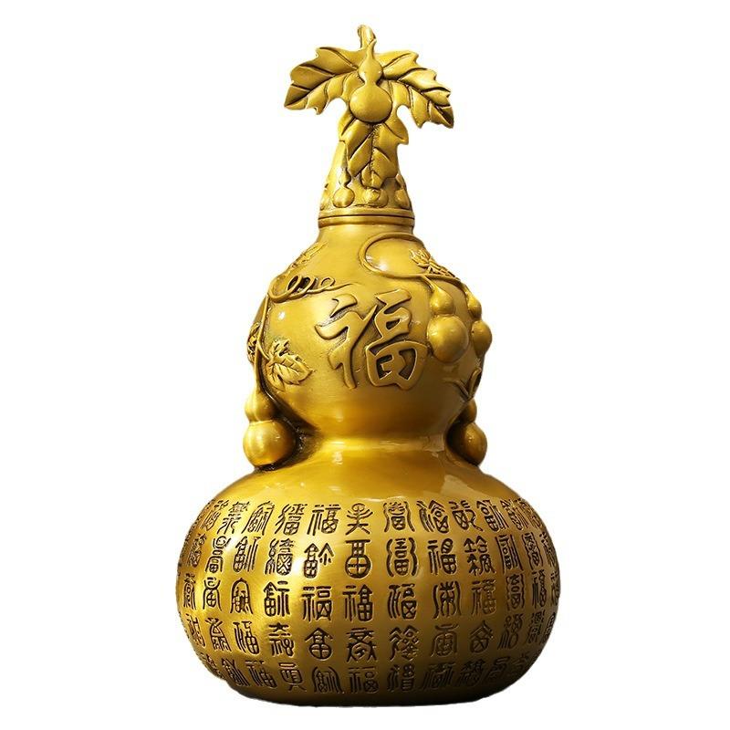 百福葫芦黄铜纳财摆件工艺品可开盖存入取出店铺摆件开业送礼装饰