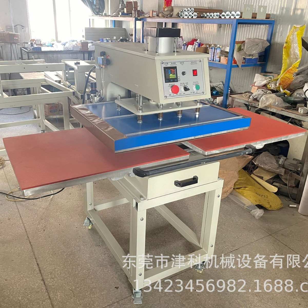 厂家直销气压双工位分开抽拉烫画机双位气压烫图机分离式气动双工