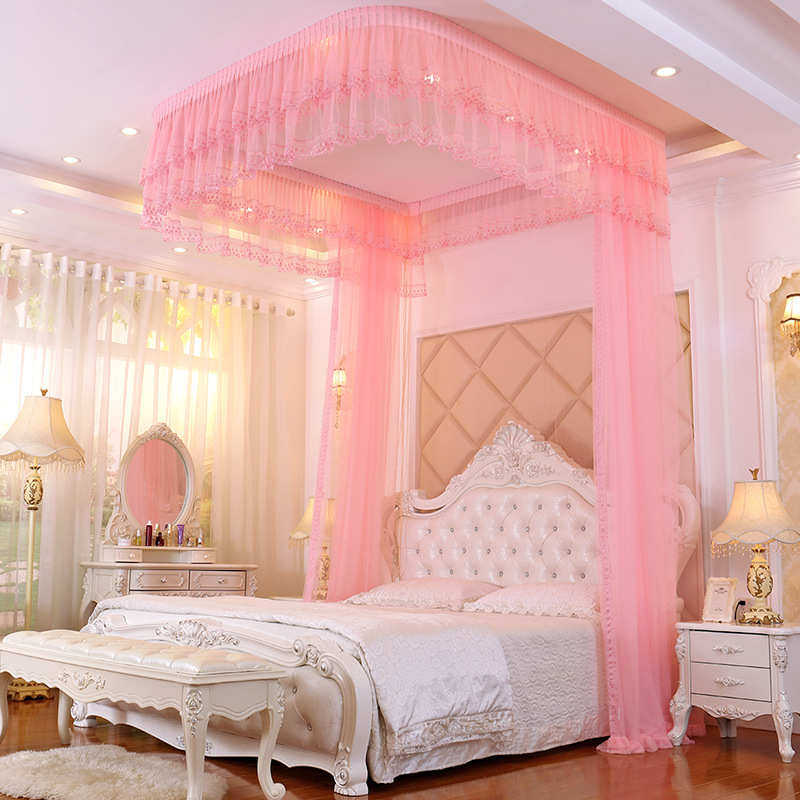 u5加密21天花公主风gz6m双人.型拉米1.婚庆导轨加厚床幕蚊帐拉绳8