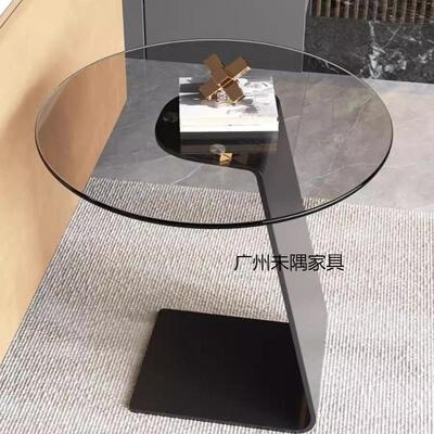 式玻轻奢不锈钢边几沙发厅璃角意IXS几现代艺术感客角几茶几
