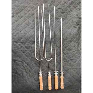 包邮白木烤肉叉不锈钢烤肉针叉剑烧烤叉烤肉剑烤羊二叉烤乳猪三叉