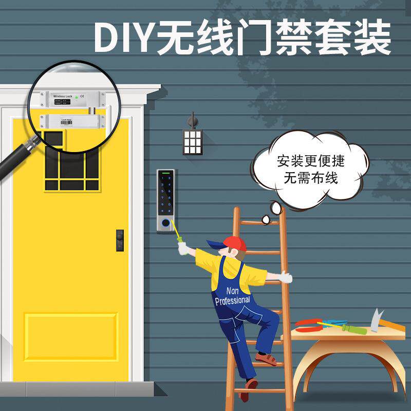 厂家直供锌合金433滚动码触摸指纹带刷卡遥控密码无线门禁套装锁