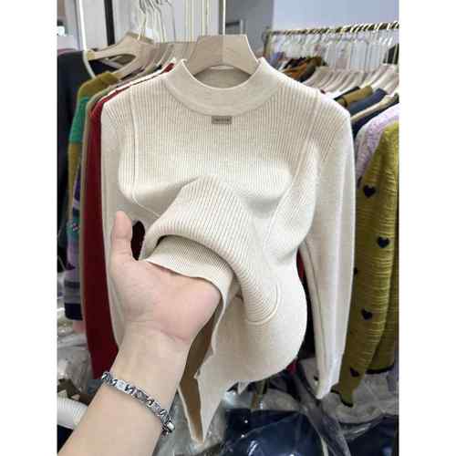 新款洋气秋冬大码女装高领打底针织衫宽松显瘦保暖套头毛1218h