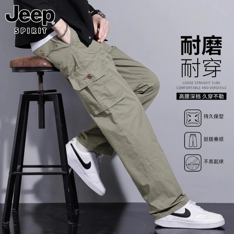 JEEP SPIRIT吉普纯棉工装裤男夏季薄款2026新款宽松直筒休闲长裤