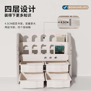 儿童书架宝宝玩具收纳架多层绘本架家用置物架小型落地书柜大容量
