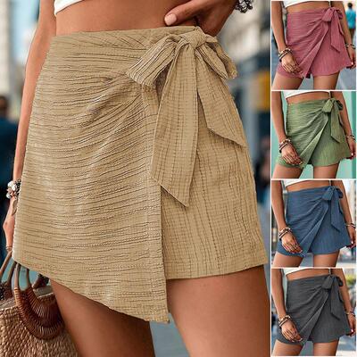 Women Skorts High Waisted Wrap Skirts with Shorts 女纯色裙裤