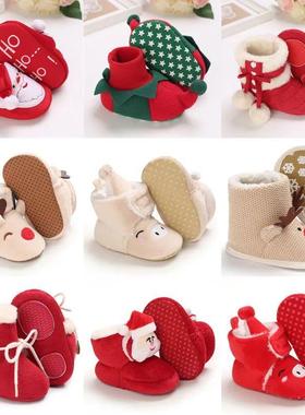 Christmas Warm Soft Shoes Baby Toddler First Walkers Winter