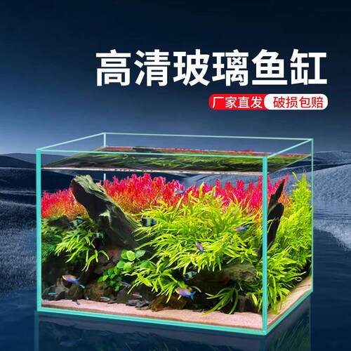 超白玻璃鱼缸客厅小型裸缸家用桌面乌龟缸造景生态缸斗鱼溪流缸