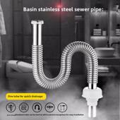 洗脸盆不锈钢水管浴室洗脸盆盆防臭排水管防鼠咬排水管配件