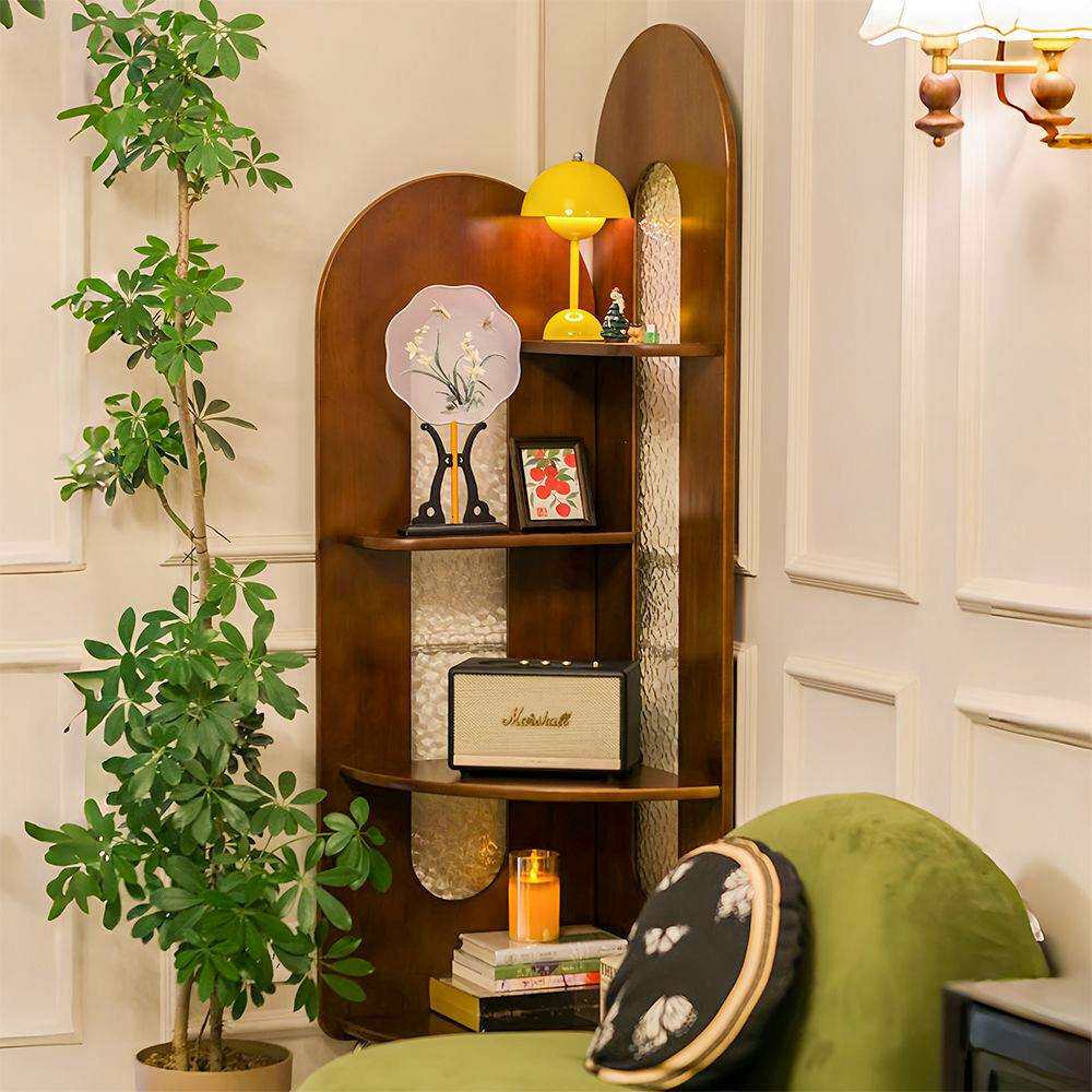 中复古实木转角柜子客厅沙发边拐三角落置物书架屏风卧室靠墙收纳