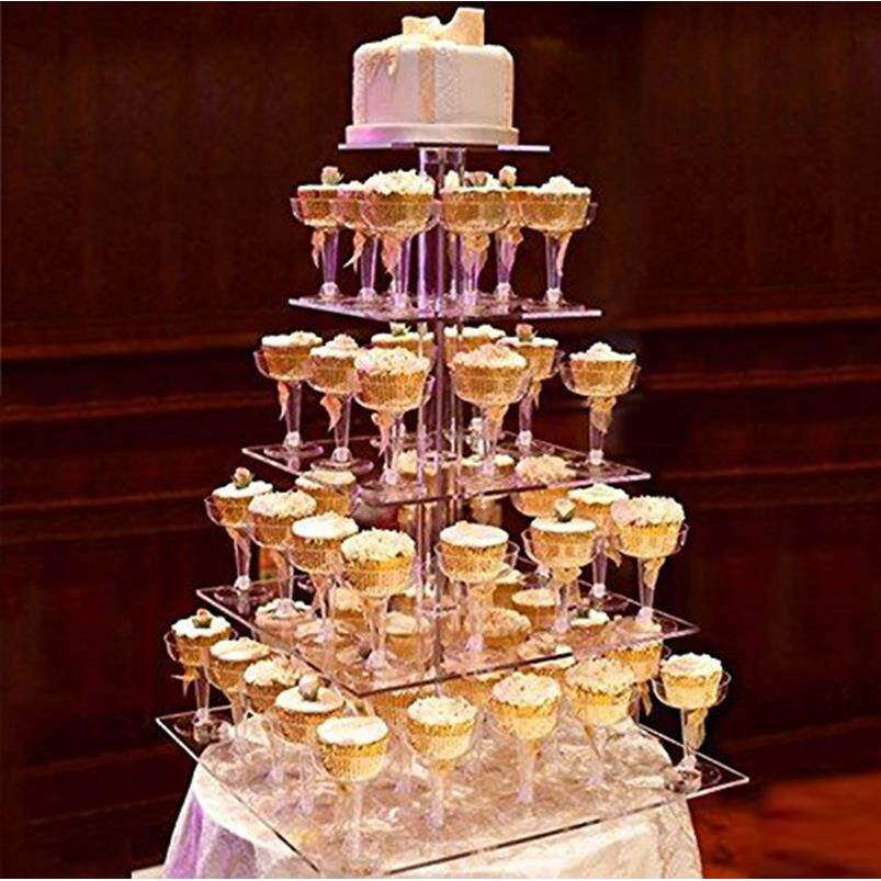 5层方形亚克力蛋糕展示架 婚礼蛋糕架 水果甜点摆放架 cake stand
