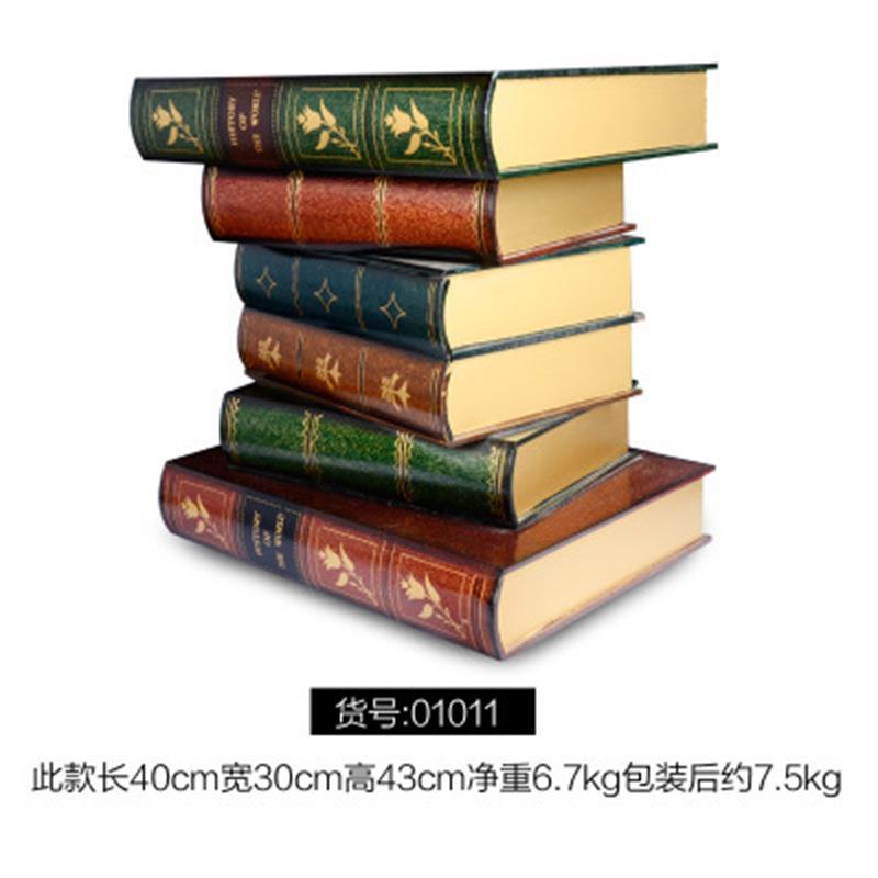 1欧式木质仿古书假书桌椅摆件家居收纳套装家居客厅工艺品