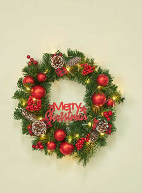 装饰安北圣诞鑫40cm欧风银灰色特圈花环圣诞节 现货圣诞藤