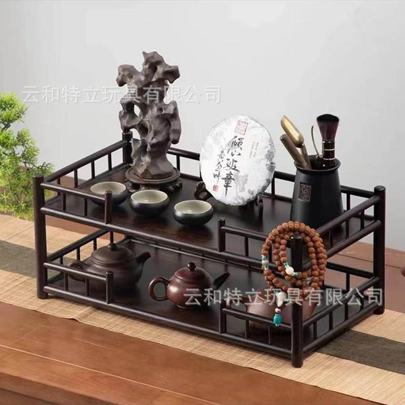 多层茶架茶壶架楠竹茶杯置物架复古收纳展示架茶桌茶具博古架