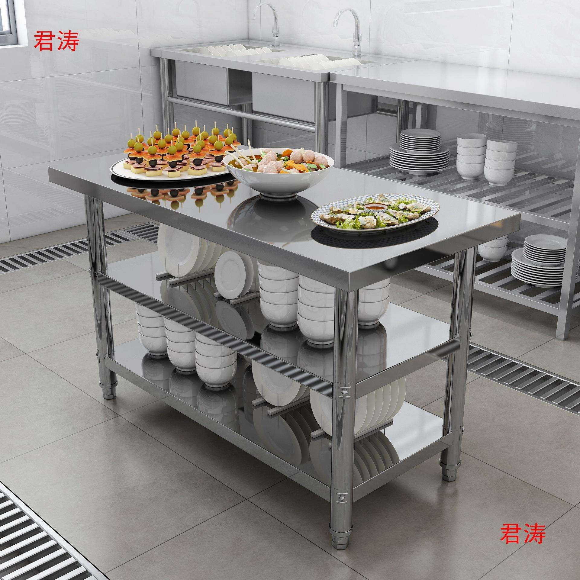 切菜灶台三层饭店平面拆装烧饭不锈钢工作台置物架炒菜厨房操作台