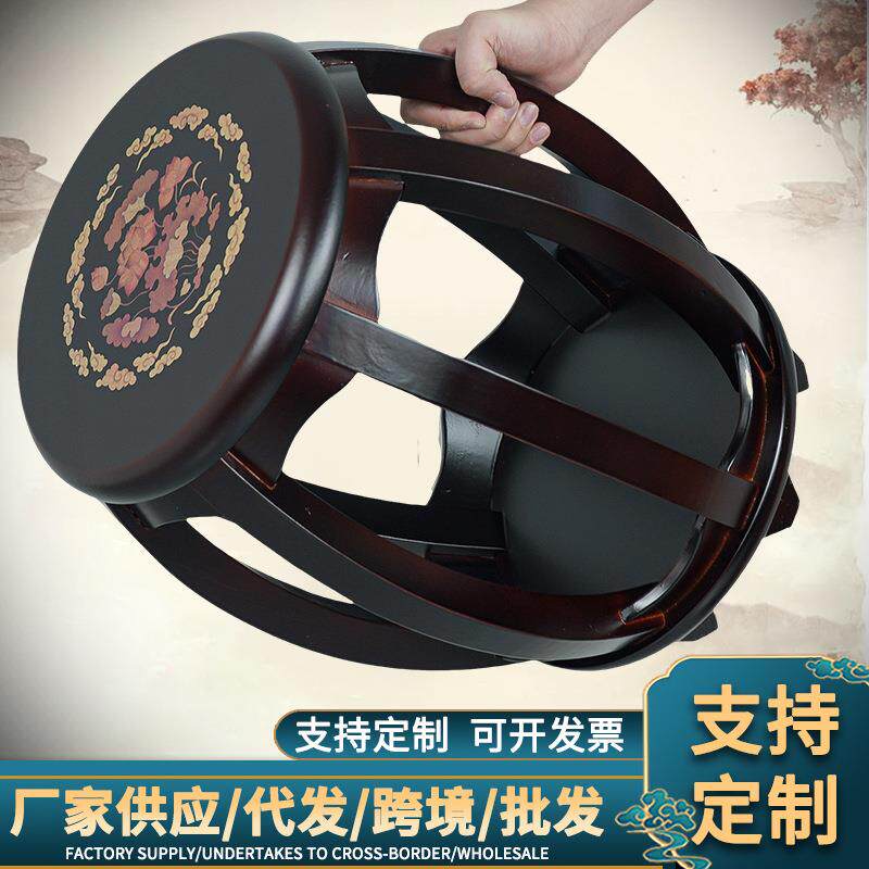 古筝实木凳子圆凳鼓凳中式餐桌凳多种款式茶几小矮凳结实耐用印花