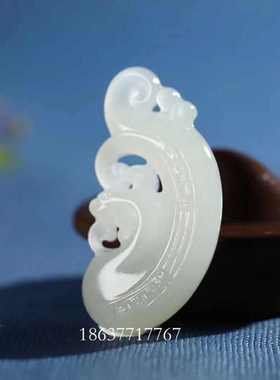 天然和田白玉复古龙凤对玉佩青海料老料龙凤呈祥吊坠情侣款挂饰