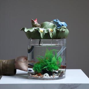 环循水财小型流景水摆件电视生柜旁鱼缸造2024015客厅办公室桌面
