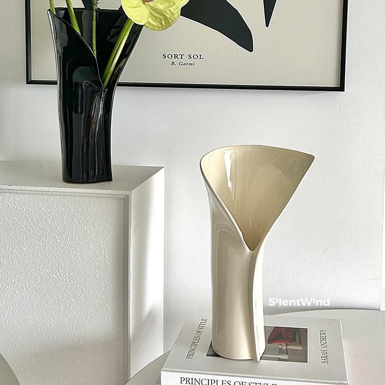 is风高颜陶瓷花瓶n高级感广口插花NZT花器奶摆油装饰花瓶值家居件