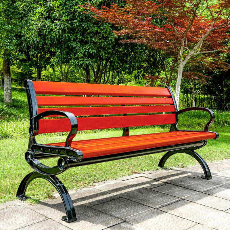 户外公园长椅广场坐凳长椅靠背椅防腐木铸铁庭院休闲排椅公共座椅