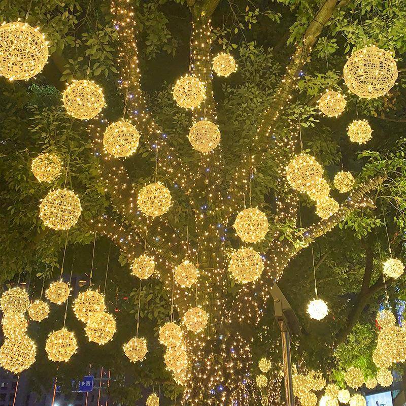 LED藤球灯节日装饰户外防水圆球灯景观挂树球灯街道户外亮化彩灯