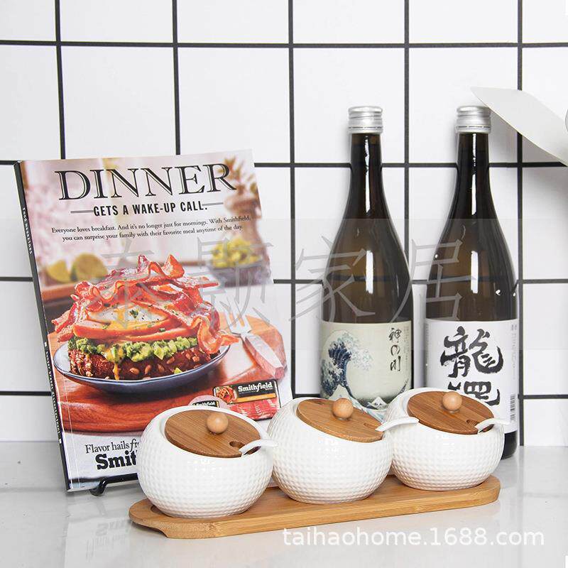 样板间厨房装饰品小摆件展厅样板房摆台密封罐调味瓶道具酒画组合