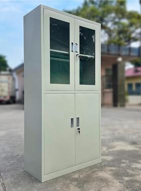 家钢制抽玻W-89728璃屉开门办公柜办公室透资料档案柜用书明柜铁