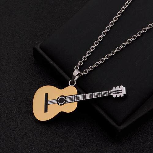 Titanium Steel Jewelry Musical Instrument Guitar Necklace Me