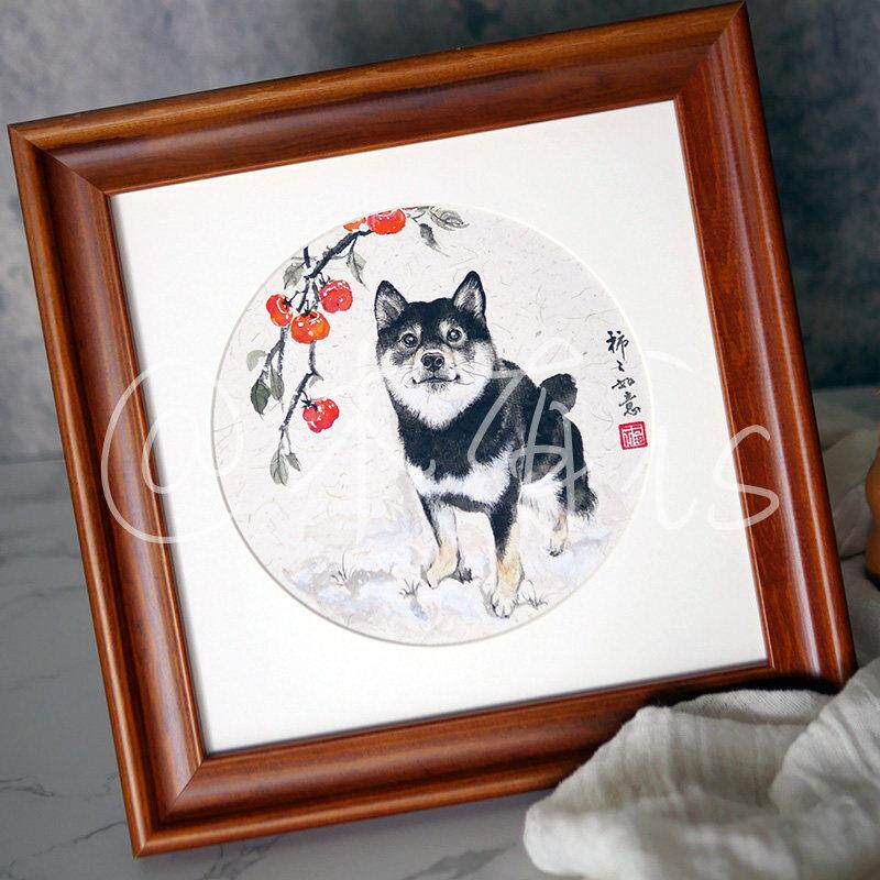 纯手绘国画宠物装饰画客厅饭厅玄关电表箱挂画写意花鸟画定制字画