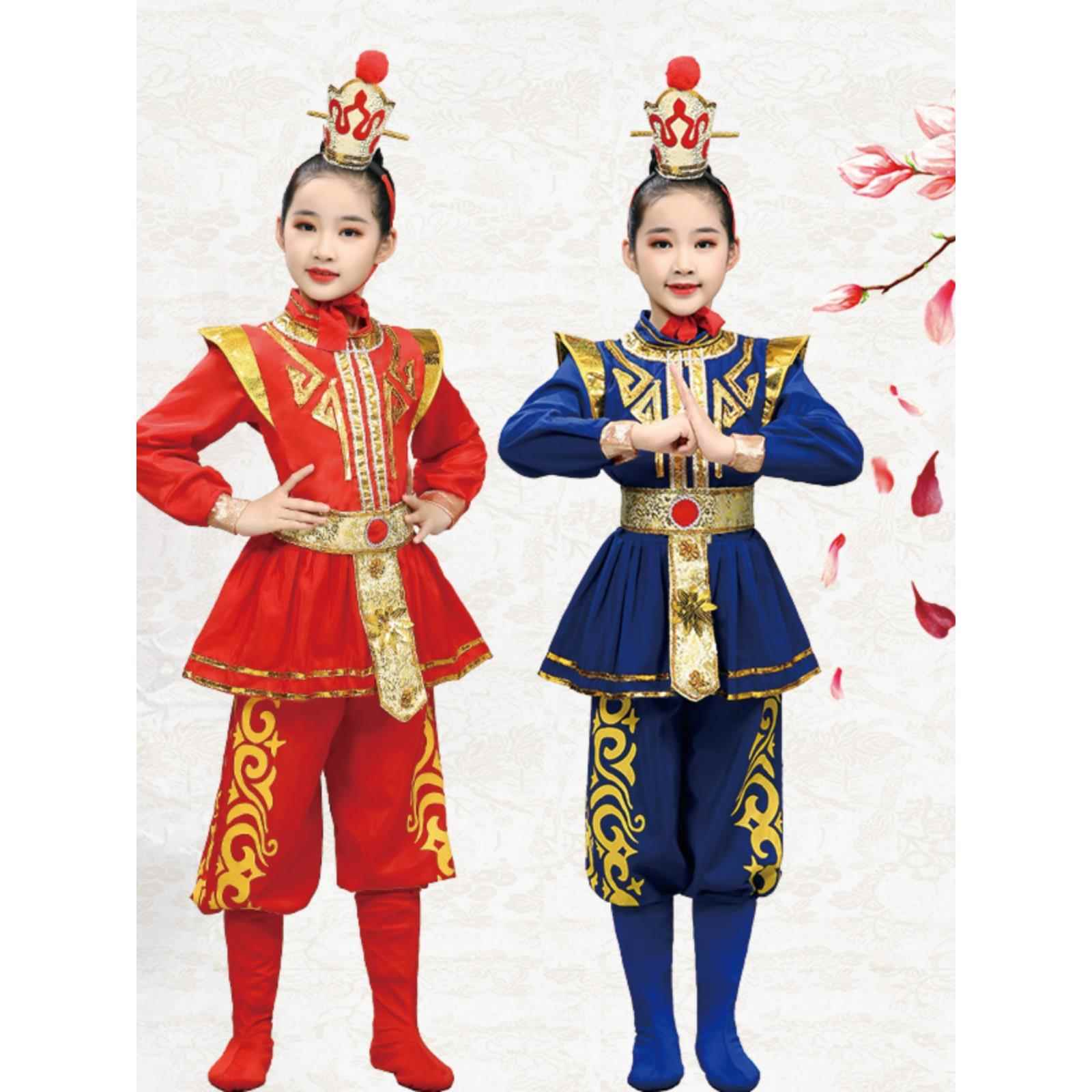 儿童花木兰演出服舞蹈戏曲表演服男女童古代士兵盔甲将军演出服装