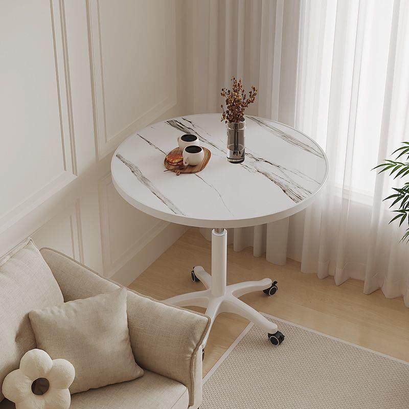 可移动升降小圆桌家用阳台小桌休闲接待洽谈桌带滑轮圆桌沙发边几