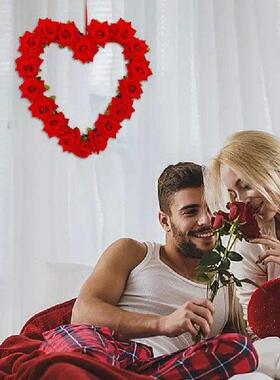 Heart-Shaped Garland Artificial Heart Shaped Flower Wreath