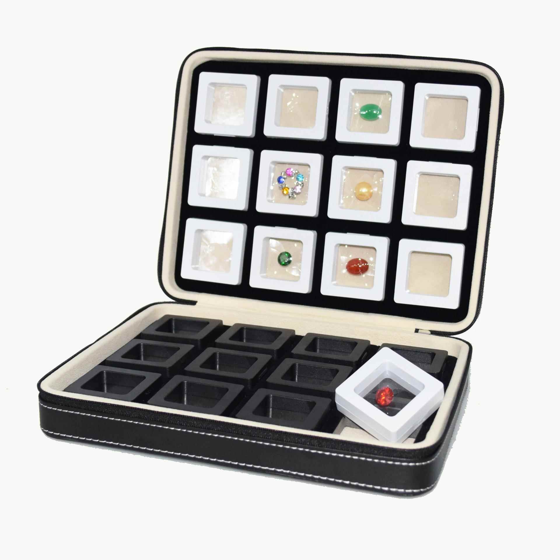 便携式悬浮薄膜盒透明宝石展示密封收藏真空拉链带货箱