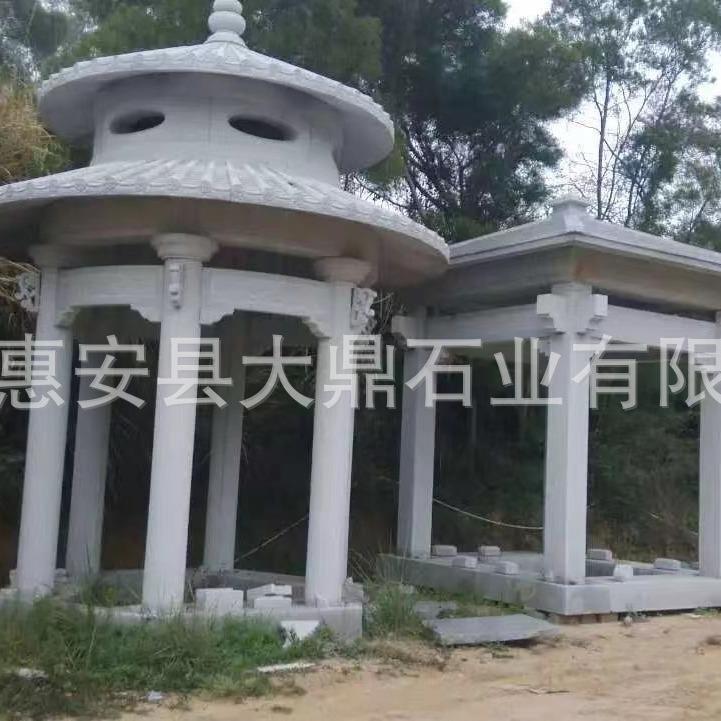 石雕凉亭白石石头亭子花岗岩青石仿古六角亭庭院家用别墅石亭子