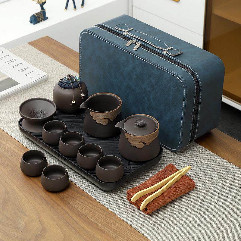 紫砂旅行陶瓷功夫茶具小套装家用户外可携式简约办公室茶杯泡茶壶