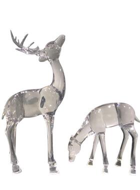 现代简约户外草坪仿真透明树脂雕塑麋鹿装饰大型落地摆件工艺品