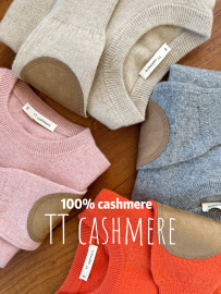 ttcashmere100%秋冬儿童羊绒衫，套头圆领肘贴针织宝宝毛衣