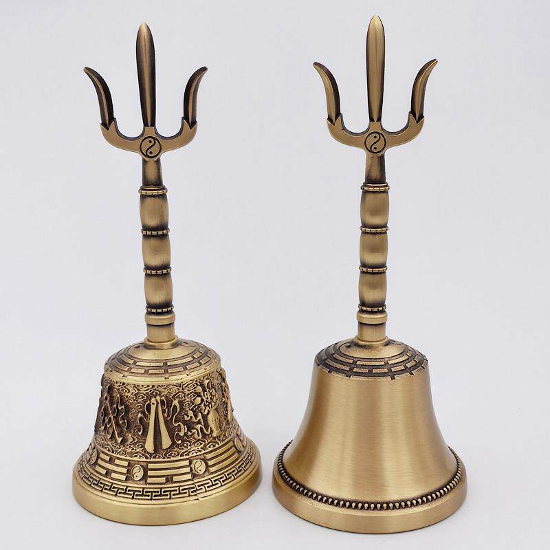 太极八卦彷古手摇铃铛八仙纯铜法铃铜铃老式三清铃三叉铃寺庙用品