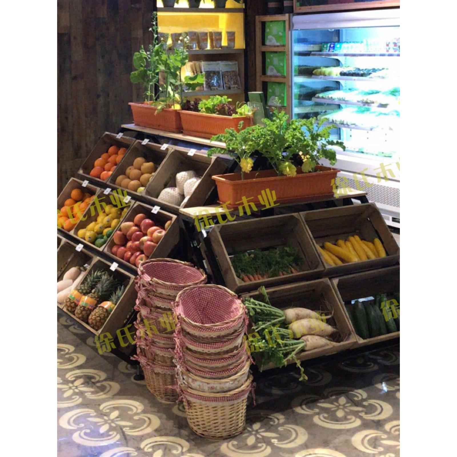 钢木果蔬架生鲜超市水果店蔬菜货架 中岛百果园生鲜展示架商用