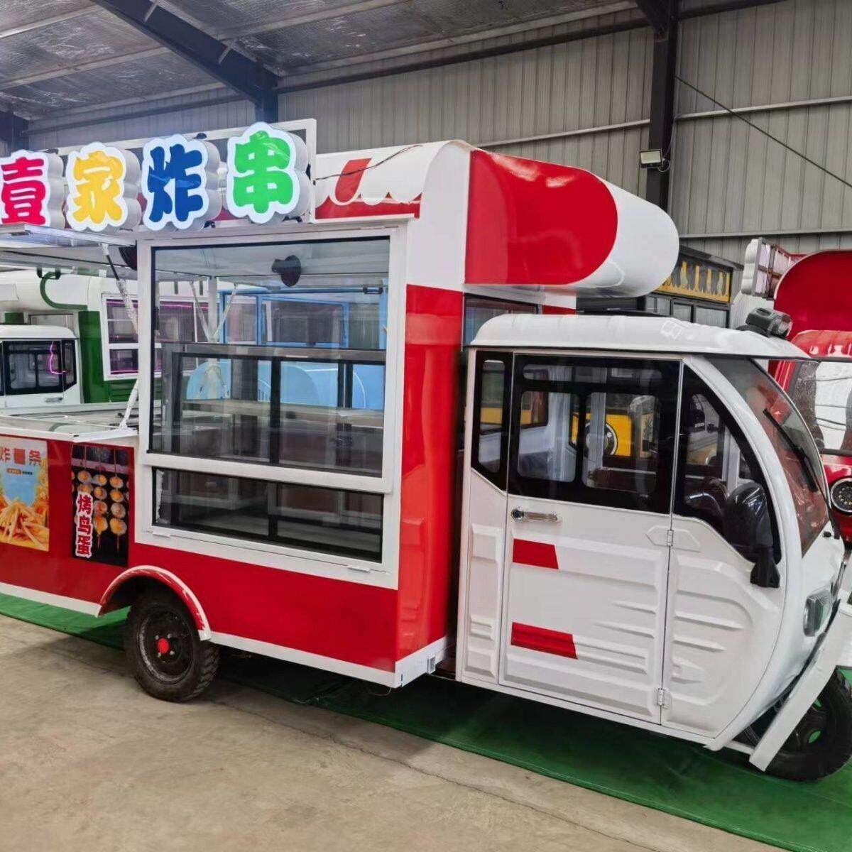 早餐车电动三轮摆摊专用小吃车商用餐厅移动多功能夜市美食炸串车